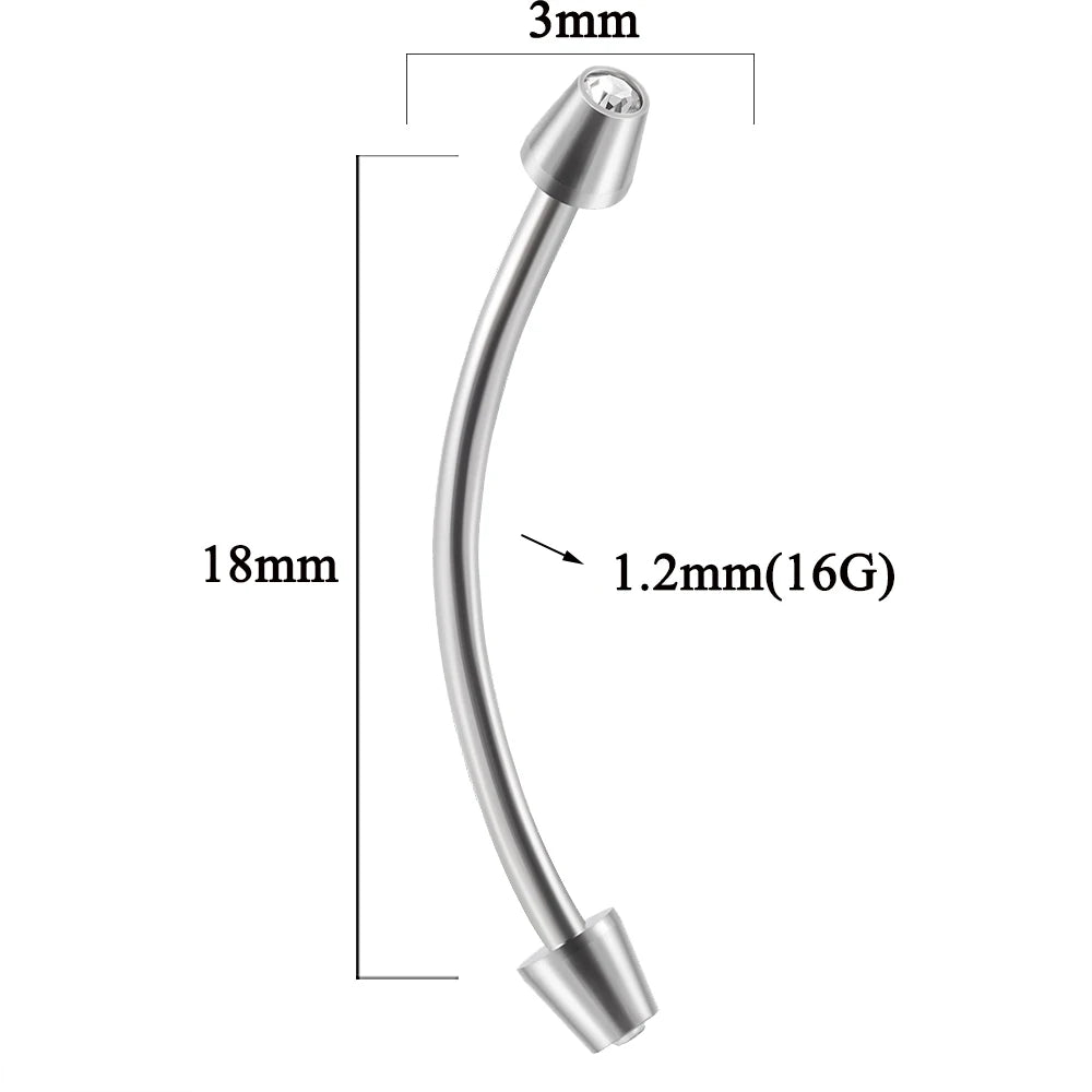 361L Surgical Steel Eyebrow Banana Piercing Lip Ring Curved Tongue Barbell Ring Daith Helix Rook Earring Wrist Piercings Jewelry