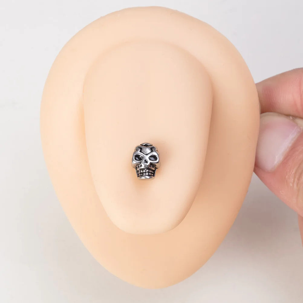 1pc Gothic Skull Spider Rose Letter Tongue Barbell Stud Piercing Surgical Steel Tongue Ring Piercing Body Jewelry for Unisex 14G