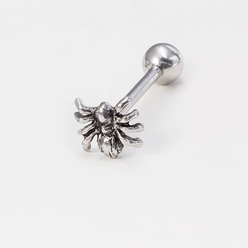 1pc Gothic Skull Spider Rose Letter Tongue Barbell Stud Piercing Surgical Steel Tongue Ring Piercing Body Jewelry for Unisex 14G