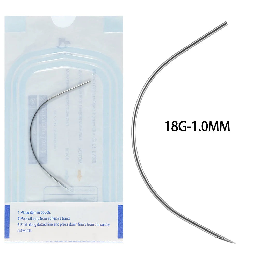 ZS 1PC Surgical Steel Navel Piercing Needles Kit Curved Needle Sterile Package Precision Curved Body Piercing Tools Disposable