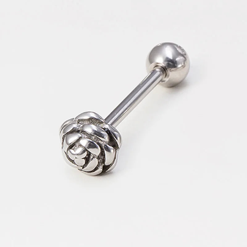 1pc Gothic Skull Spider Rose Letter Tongue Barbell Stud Piercing Surgical Steel Tongue Ring Piercing Body Jewelry for Unisex 14G