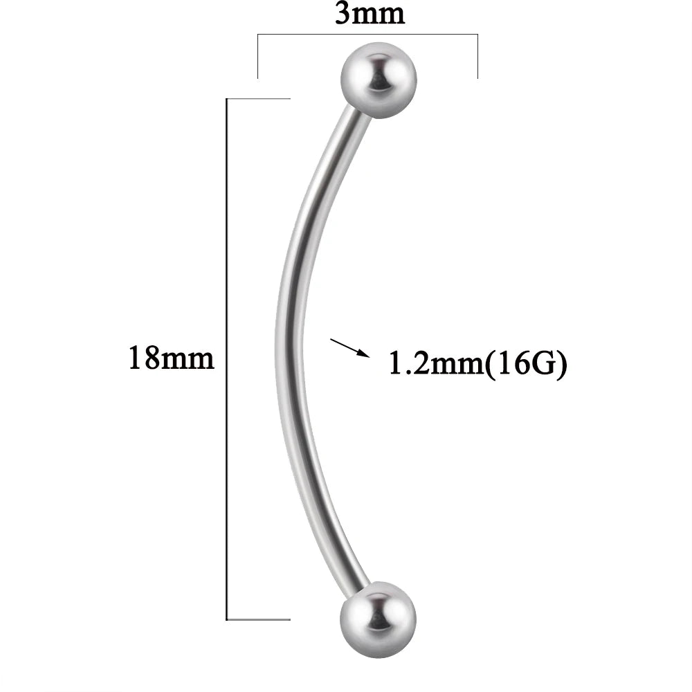 361L Surgical Steel Eyebrow Banana Piercing Lip Ring Curved Tongue Barbell Ring Daith Helix Rook Earring Wrist Piercings Jewelry