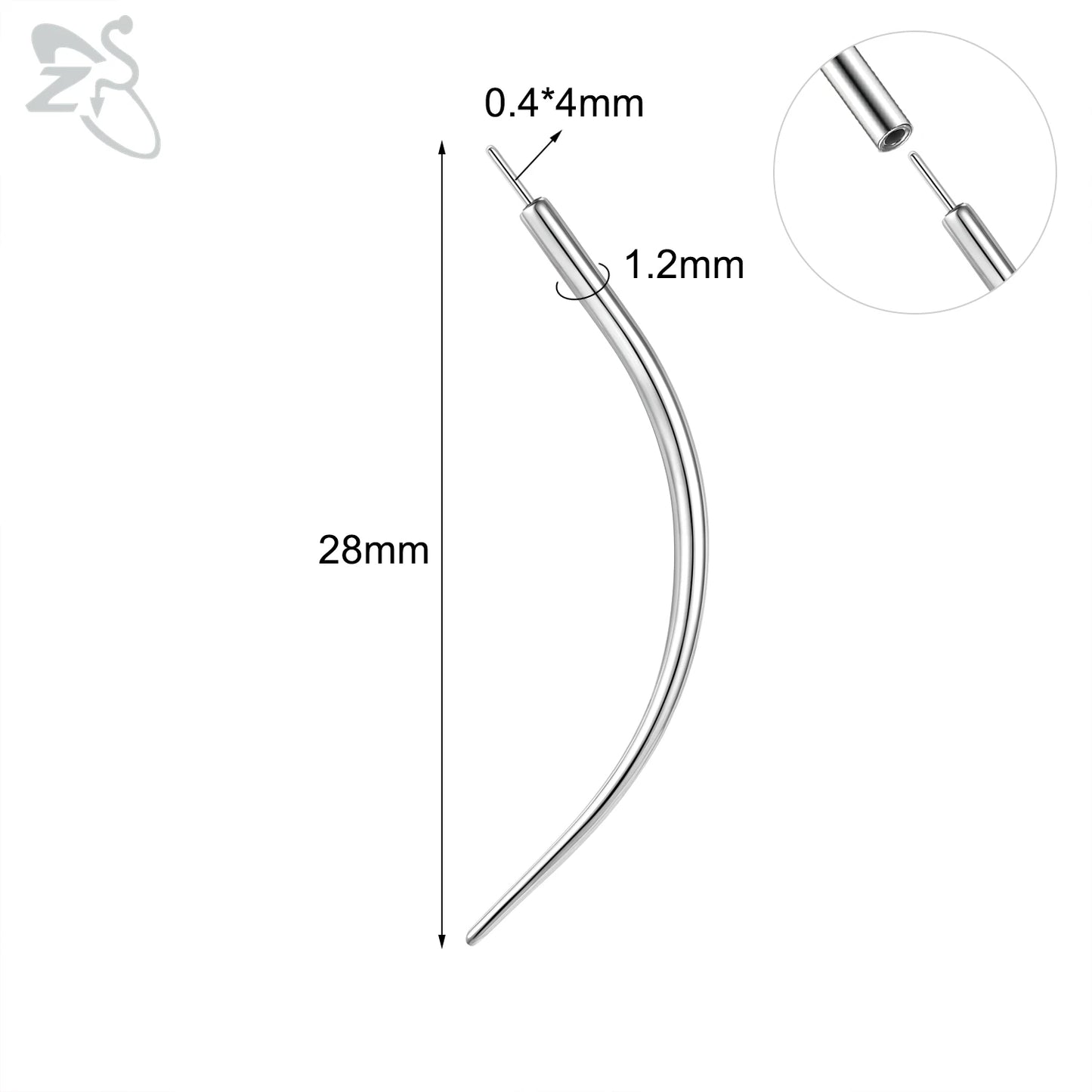 ZS 1 PC 14/16/18/20G Stainless Steel Threadless Piercing Tool Piercings Needles Receiving Tube Insertion Pin For Push In Jewelry