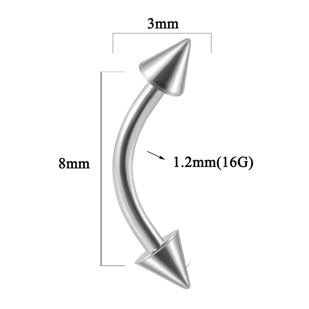 361L Surgical Steel Eyebrow Banana Piercing Lip Ring Curved Tongue Barbell Ring Daith Helix Rook Earring Wrist Piercings Jewelry