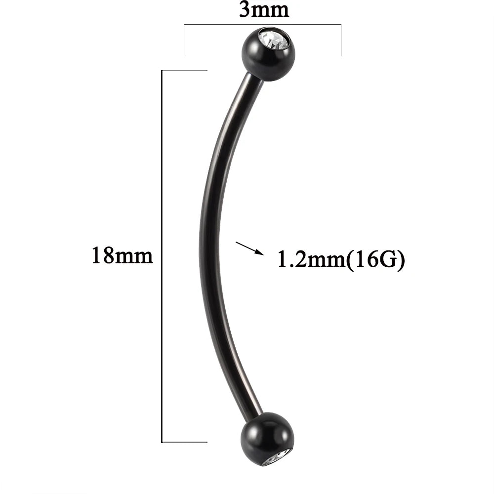 361L Surgical Steel Eyebrow Banana Piercing Lip Ring Curved Tongue Barbell Ring Daith Helix Rook Earring Wrist Piercings Jewelry