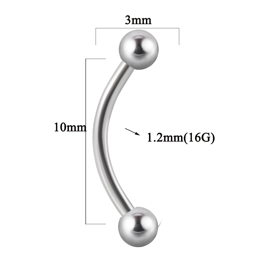 361L Surgical Steel Eyebrow Banana Piercing Lip Ring Curved Tongue Barbell Ring Daith Helix Rook Earring Wrist Piercings Jewelry
