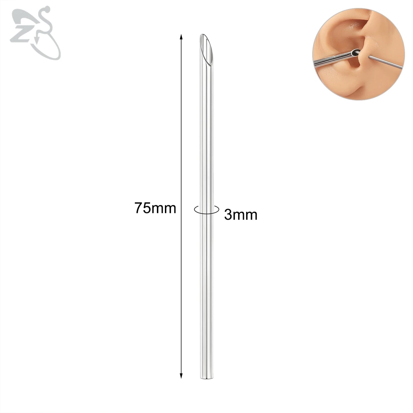 ZS 1 PC 14/16/18/20G Stainless Steel Threadless Piercing Tool Piercings Needles Receiving Tube Insertion Pin For Push In Jewelry