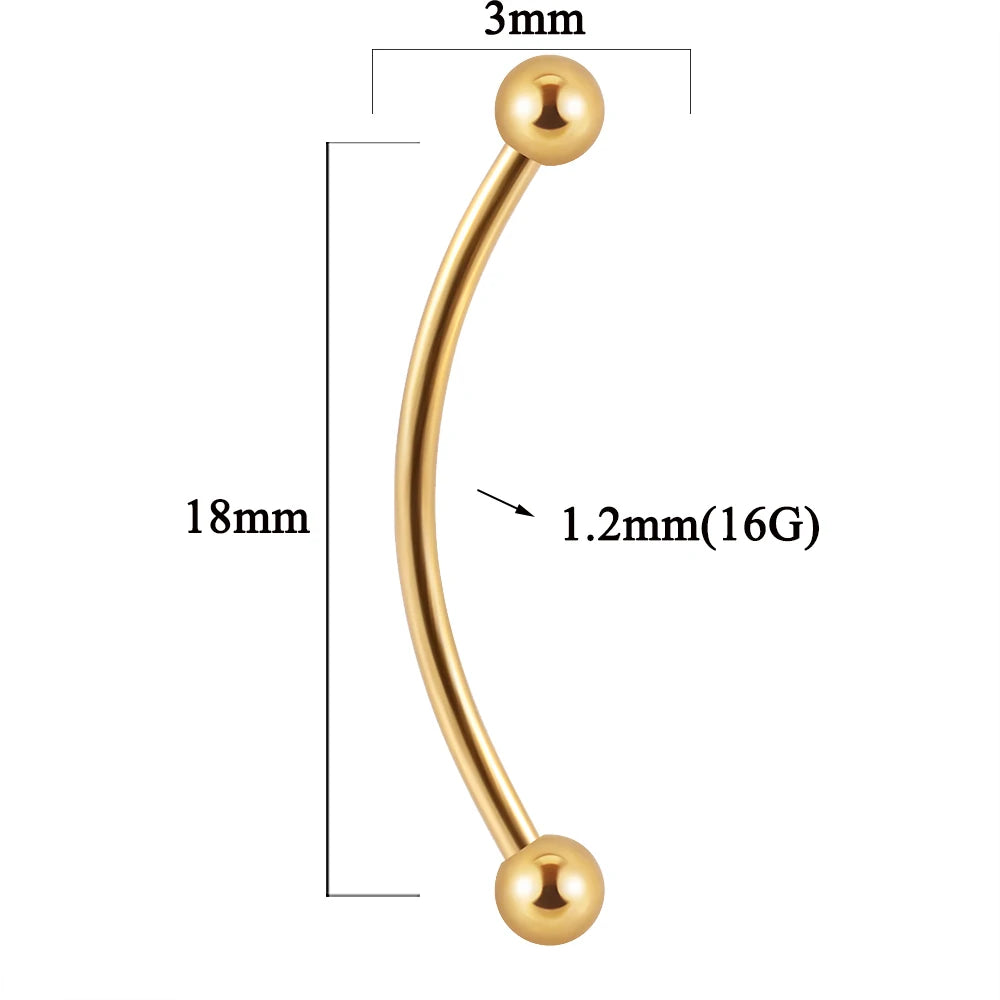 361L Surgical Steel Eyebrow Banana Piercing Lip Ring Curved Tongue Barbell Ring Daith Helix Rook Earring Wrist Piercings Jewelry