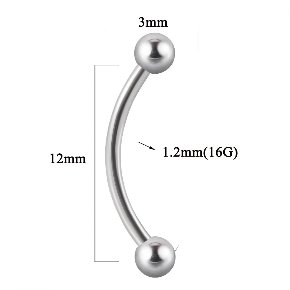 361L Surgical Steel Eyebrow Banana Piercing Lip Ring Curved Tongue Barbell Ring Daith Helix Rook Earring Wrist Piercings Jewelry