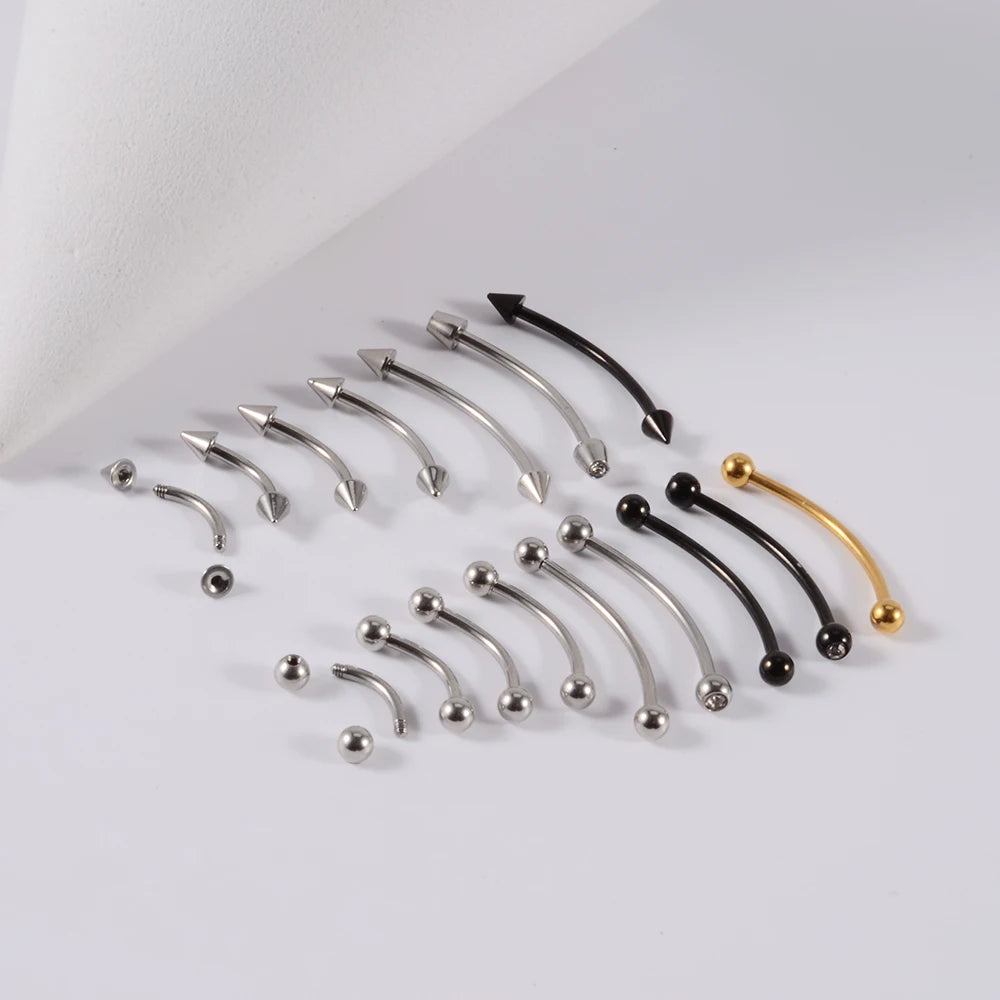 361L Surgical Steel Eyebrow Banana Piercing Lip Ring Curved Tongue Barbell Ring Daith Helix Rook Earring Wrist Piercings Jewelry