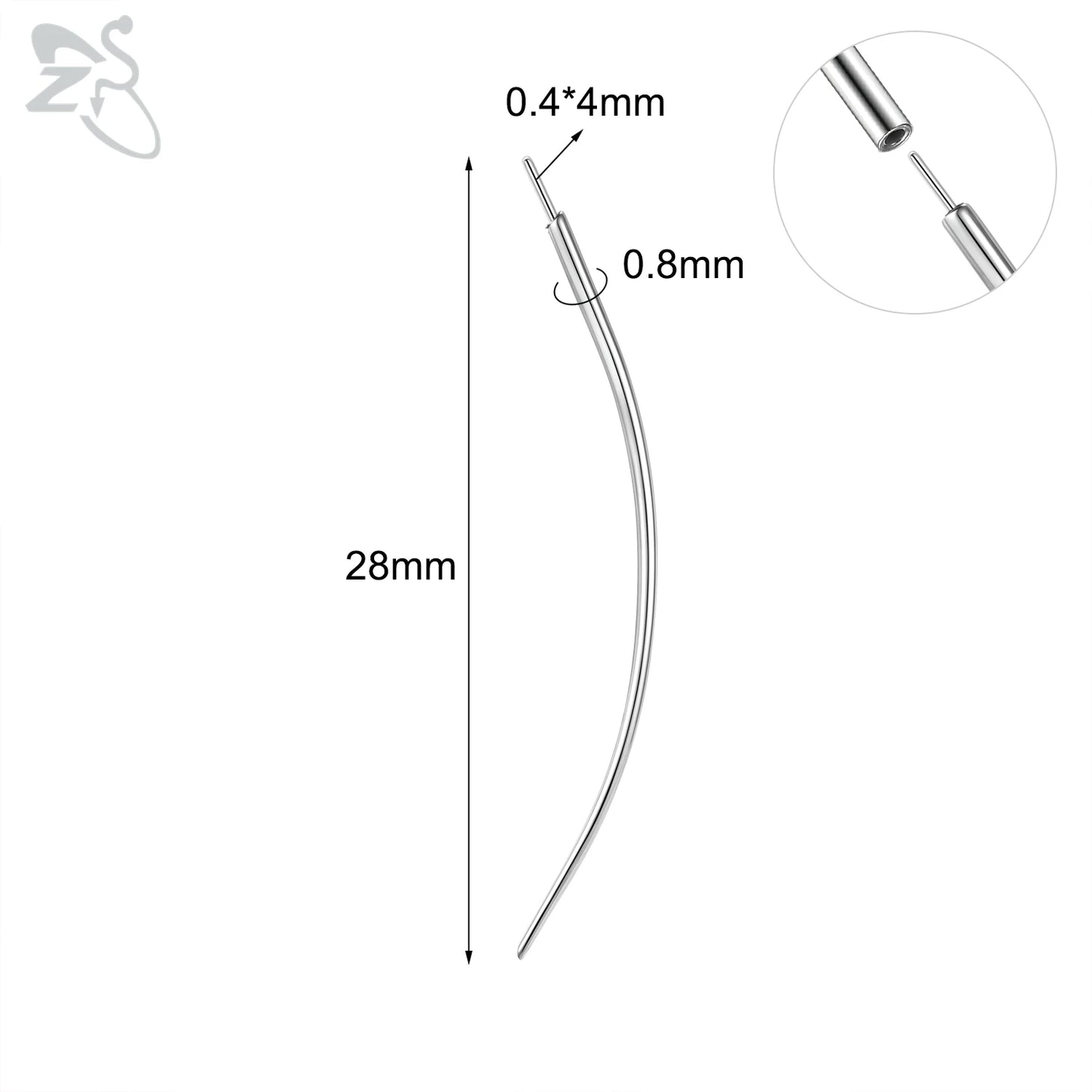 ZS 1 PC 14/16/18/20G Stainless Steel Threadless Piercing Tool Piercings Needles Receiving Tube Insertion Pin For Push In Jewelry